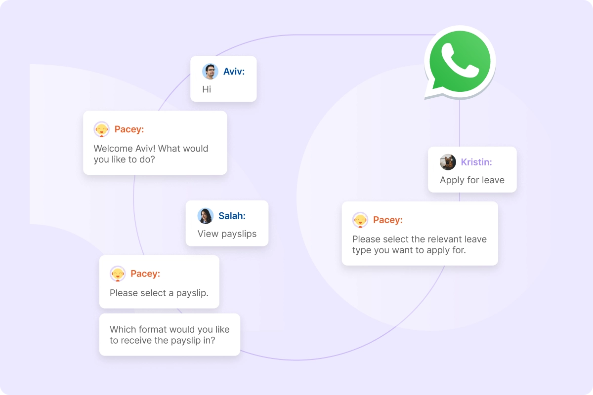 WhatsApp Employee Self-Service on a phone