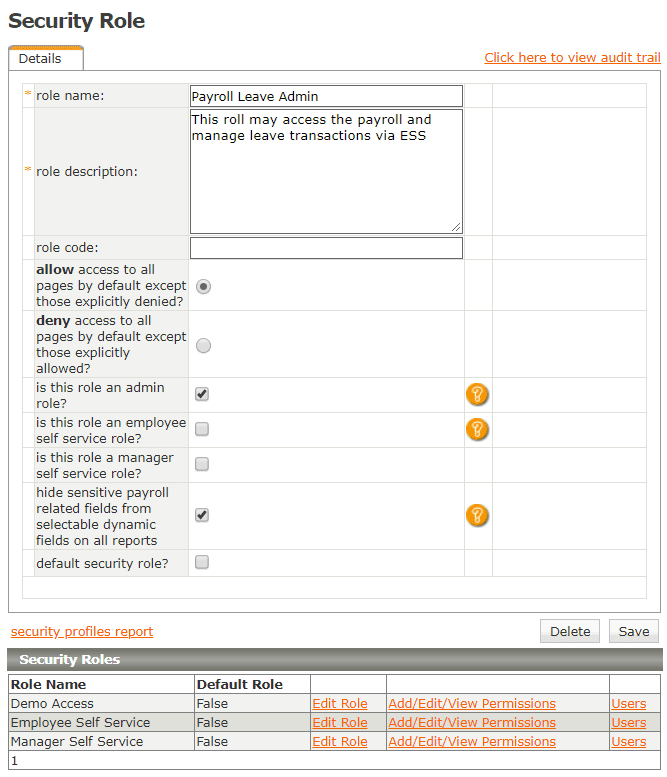 Security Rolls in PaySpace Security Rolls in PaySpace