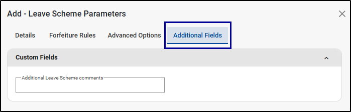 Custom Field - Leave Scheme Parameters 2