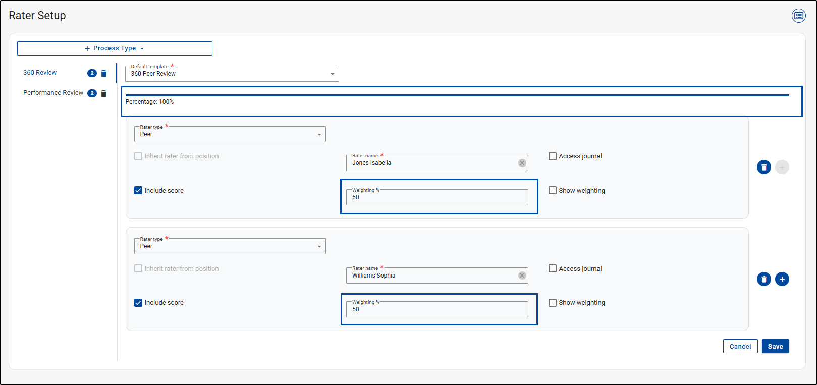 Rater Screen percentage bar