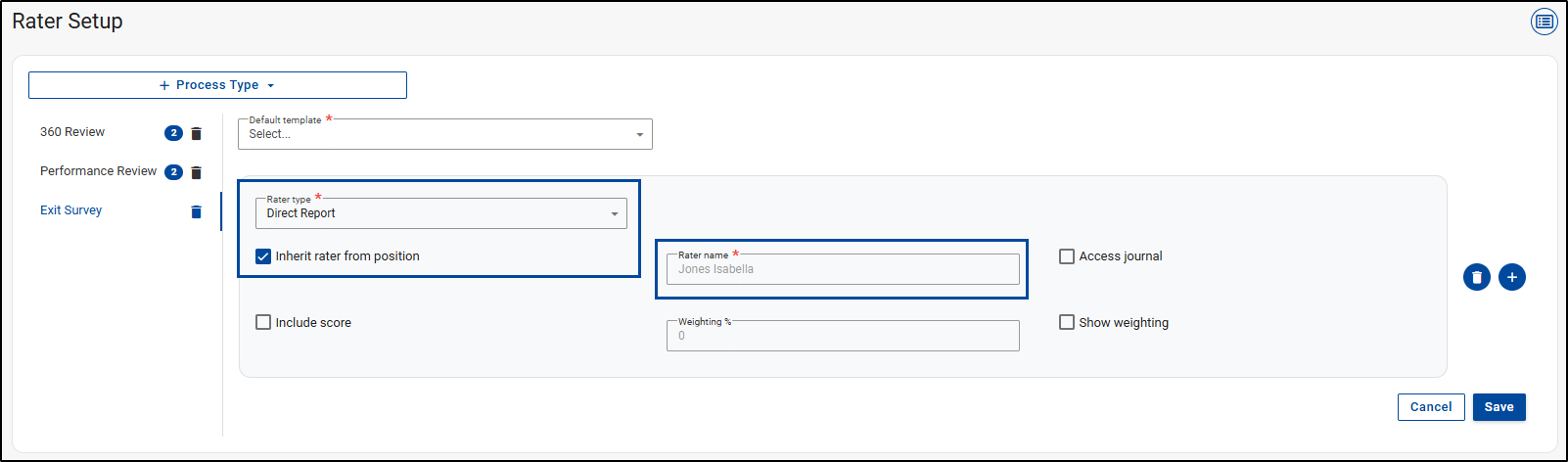 Rater inherited from Position