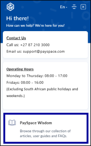 Knowledge base and PaySpace Wisdom